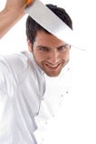 Handsome Young Male Chef Smiling Holding Knife Stock Image Handsome Young Male Chef Smiling Holding Knife Stock Image