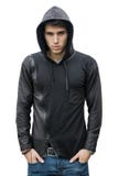 Handsome Young Man In Black Hoodie Sweater Isolated On White Stock Photos Handsome Young Man In Black Hoodie Sweater Isolated On White Stock Photos