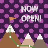 Handwriting text Now Open. Concept meaning leave door or windows not closed or barred at this current time Three stock illustration Handwriting text Now Open. Concept meaning leave door or windows not closed or barred at this current time Three stock illustration