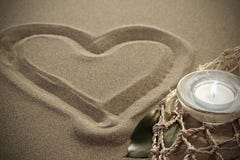 Handwritten Heart On Sand With Lighted Candles Royalty Free Stock Photo Handwritten Heart On Sand With Lighted Candles Royalty Free Stock Photo