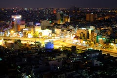 Hang Xanh genomskärningsflygparad in vid natten, Ho Chi Minh stad, Vietnam fotografering för bildbyråer Hang Xanh genomskärningsflygparad in vid natten, Ho Chi Minh stad, Vietnam fotografering för bildbyråer