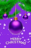 Hanging christmas balls with greetings 3d rendering