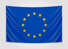 Hanging flag of Europe. European Union. European flag concept. royalty free illustration Hanging flag of Europe. European Union. European flag concept. royalty free illustration