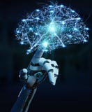 Hanid blanc de humanoïde créant le renderi de l'intelligence artificielle 3D Hanid blanc de humanoïde créant le renderi de l'intelligence artificielle 3D