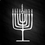 Hanukkah menorah on the chalkboard royalty free illustration Hanukkah menorah on the chalkboard royalty free illustration