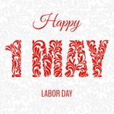 Happe 1 may labor day. Decorative Font made in swirls and floral stock illustration Happe 1 may labor day. Decorative Font made in swirls and floral stock illustration