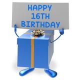 Happy 16th Birthday Sign And Gift Show Sixteenth Stock Photo