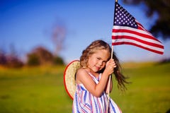 Happy Adorable Little Girl Smiling And Waving American Flag Outs Royalty Free Stock Photos Happy Adorable Little Girl Smiling And Waving American Flag Outs Royalty Free Stock Photos