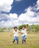 Happy asian kids running stock photography Happy asian kids running stock photography