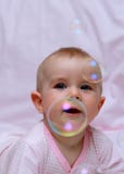 Happy Baby And Soap Bubbles Royalty Free Stock Photo
