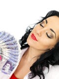 Happy Beautiful Wealthy Young Hispanic Woman Holding Money Stock Photography Happy Beautiful Wealthy Young Hispanic Woman Holding Money Stock Photography
