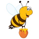 Happy Bee with Honey Jar