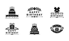 Happy birthday Black and white badges/ logo unites vector illustration Happy birthday Black and white badges/ logo unites vector illustration