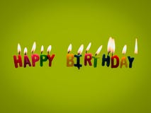 Happy Birthday Candles On Green Background Stock Photography
