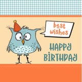 Happy Birthday Card With Bird Stock Vector - Illustration: 22009580