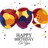 Happy birthday greeting card. Paper balloons with colorful textures. Drops color on background. Vector illustration. Stock Image Happy birthday greeting card. Paper balloons with colorful textures. Drops color on background. Vector illustration. Stock Image