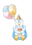 Happy Birthday penguin with ballons on white background stock illustration Happy Birthday penguin with ballons on white background stock illustration