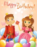 Happy Birthday, Princess and Prince, greeting card. Stock Photos Happy Birthday, Princess and Prince, greeting card. Stock Photos