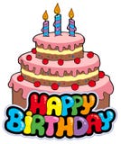 Happy birthday sign with cake royalty free illustration Happy birthday sign with cake royalty free illustration