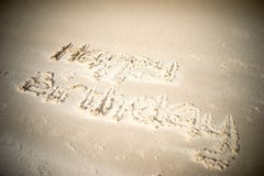 Happy Birthday Written In Sand