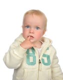Happy child baby blue eyes toddler eating finger looking up royalty free stock images Happy child baby blue eyes toddler eating finger looking up royalty free stock images