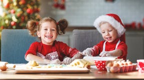 Happy children bake christmas cookies royalty free stock image Happy children bake christmas cookies royalty free stock image