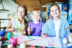Little Boy Painting In Art Class Stock Photo - Image of studio, little: 115100476