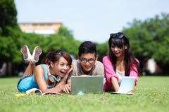 Happy College students using computer