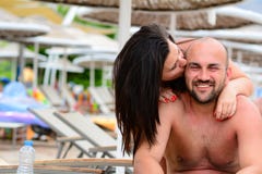 Happy couple kissing royalty free stock image Happy couple kissing royalty free stock image