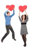 Happy Couple With Red Hearts Royalty Free Stock Image Happy Couple With Red Hearts Royalty Free Stock Image