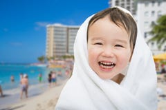 Happy Cute Mixed Race Chinese and Caucasian Boy On Waikiki Beach Royalty Free Stock Photos Happy Cute Mixed Race Chinese and Caucasian Boy On Waikiki Beach Royalty Free Stock Photos