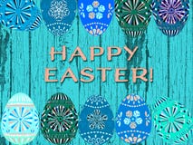 Happy Easter aqua turquoise background with colorful Easter eggs stock illustration Happy Easter aqua turquoise background with colorful Easter eggs stock illustration