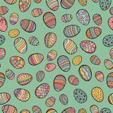 Happy Easter day seamless pattern with colored decorative eggs, . stock illustration Happy Easter day seamless pattern with colored decorative eggs, . stock illustration