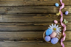 Happy Easter! Flat Lay, Internet Banner With Copy Space On Easter Royalty Free Stock Photos Happy Easter! Flat Lay, Internet Banner With Copy Space On Easter Royalty Free Stock Photos