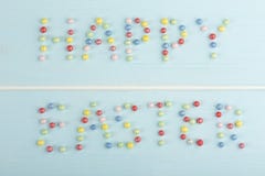 Happy Easter message made with colorful dressing stock image Happy Easter message made with colorful dressing stock image