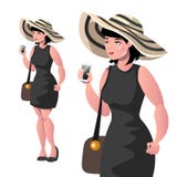 Happy elegant lady with hat isolated vector illustration Happy elegant lady with hat isolated vector illustration