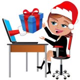 Happy Employee Receiving Gift Christmas Office Desk royalty free illustration Happy Employee Receiving Gift Christmas Office Desk royalty free illustration