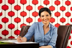 Happy executive in modern office stock images Happy executive in modern office stock images