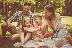 Happy family enjoying in picnic together. Family in meadow. stock images Happy family enjoying in picnic together. Family in meadow. stock images