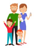Happy family of father mother son daughter and baby standing over white background Royalty Free Stock Image Happy family of father mother son daughter and baby standing over white background Royalty Free Stock Image