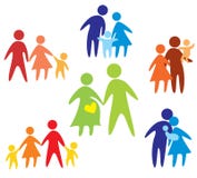 Happy family icons collection multicolored