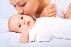 A happy family.Young mother with baby.Mom with baby. stock image A happy family.Young mother with baby.Mom with baby. stock image
