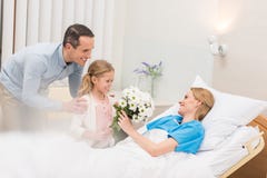 happy father and daughter bringing flowers to stock photography happy father and daughter bringing flowers to stock photography