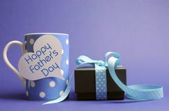 Happy Father S Day Blue Polka Dot Coffee Mug & Gift Royalty Free Stock Image