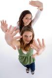 Happy Female Showing Their Palms Royalty Free Stock Photo