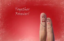 Happy Fingers Couple In Love With Painted Smiley stock photography Happy Fingers Couple In Love With Painted Smiley stock photography