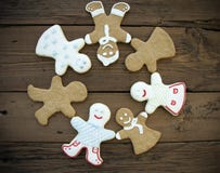 Happy Ginger Bread People Building a Circle stock image Happy Ginger Bread People Building a Circle stock image