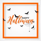 Happy Halloween vector illustration with bats and spider on black background. Holiday design for greting card, poster or party in vector illustration Happy Halloween vector illustration with bats and spider on black background. Holiday design for greting card, poster or party in vector illustration