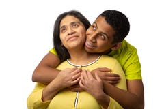 Happy Hispanic Mother With Teenage Son Stock Images
