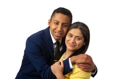 Happy Hispanic Mother With Teenager Son Royalty Free Stock Photos